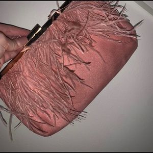 Pink Ostrich feather clutch